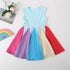 Girls Sleeveless Rainbow Stitching Dress