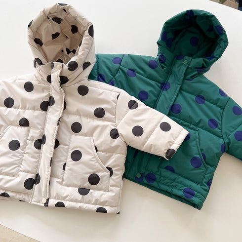 Children's cotton-padded jacket padded hooded polka dot cotton-padded clothes baby polka dot coat