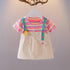 Children's Rainbow Stripe Short Sleeve Dress