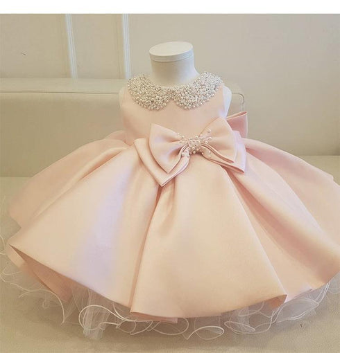 Girl's Pearl Doll Neck Dress Princess Dress Wedding Dress Paggy Dress