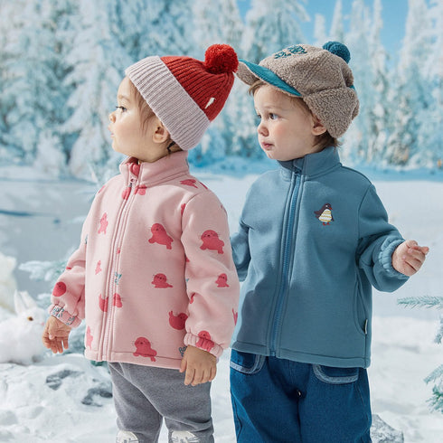 Children's Patchwork Contrast Three-in-One Windproof Clip Hooded Warm Coat