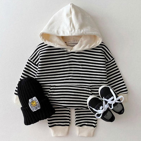 Spring and autumn striped casual sports suit sweater pants two-piece set