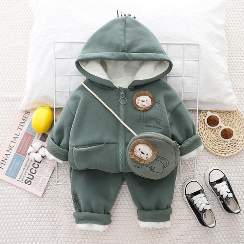 Boys plus velvet hooded suit fall/winter two-piece set