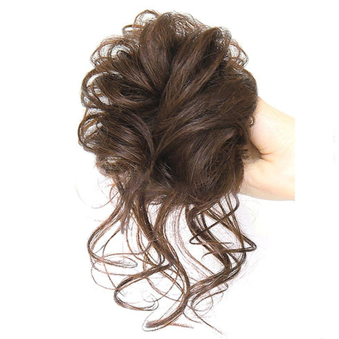 Synthetic bun wig fluffy hair ring ball head