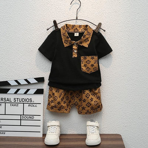 Summer boys suit short sleeve shorts two-piece set