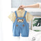 Handsome Shirt Short Sleeve Suit Casual Suspender Two Piece Set