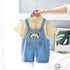 Handsome Shirt Short Sleeve Suit Casual Suspender Two Piece Set