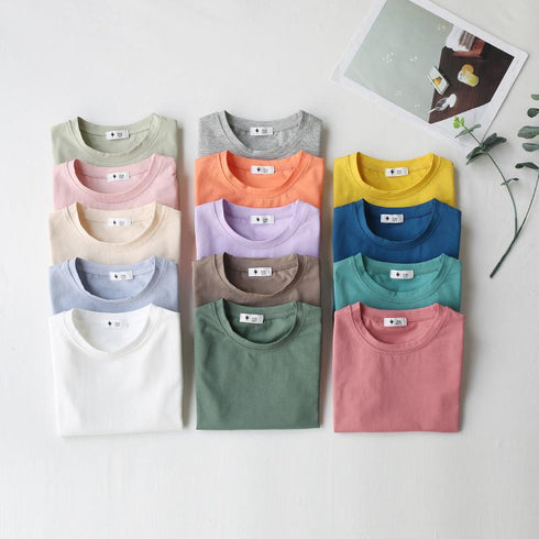 Solid color T-shirt half sleeve candy short sleeve