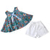 Girls Summer Broken Flower Bow Cotton Linen Vest Solid Color Shorts Two-piece Set