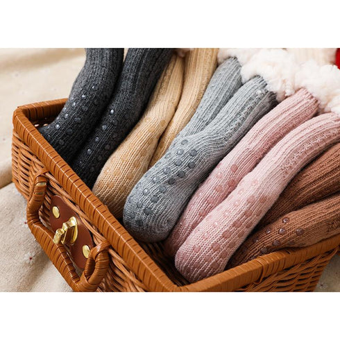 Super thick wool lamb wool children's floor socks plus velvet baby socks non-slip baby floor socks