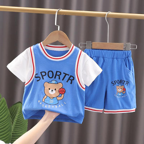 Summer children's casual short sleeve T-shirt set