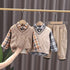 Autumn and winter boys plus velvet sweater waistcoat three-piece set