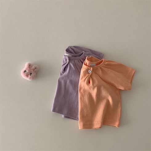 Flying Sleeve T-shirt Summer Thin Cotton T-shirt Baby Solid Top