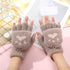 Bear's paw imitation mink cat's claw half finger flip writing warm gloves