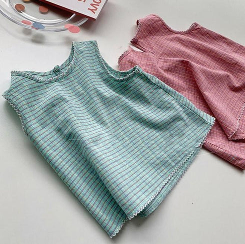 Girls Summer Plaid Suit