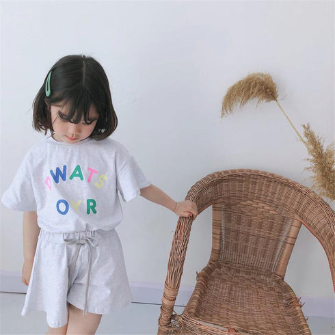 Girls Summer Short Sleeved Shorts Letter Comfort Suit