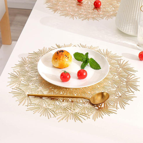 Hollowed Out Dandelion PVC Dining Table Mat Creative Circular Bronzing Thermal Insulation Dining Mat