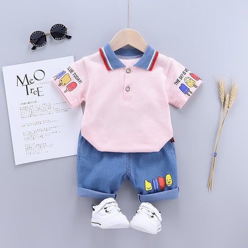 Boys summer short sleeve suit two-piece set