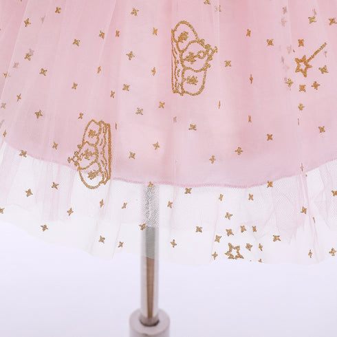 Girls' Dress European And American Children's Wear Crown Sequin Princess Dress Dress Mesh Paggy Dress