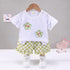 Round Neck Short Sleeve Suit Baby Casual Plaid Shorts Two-piece Set