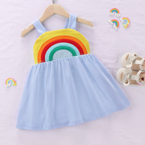 Summer girls halter rainbow dress