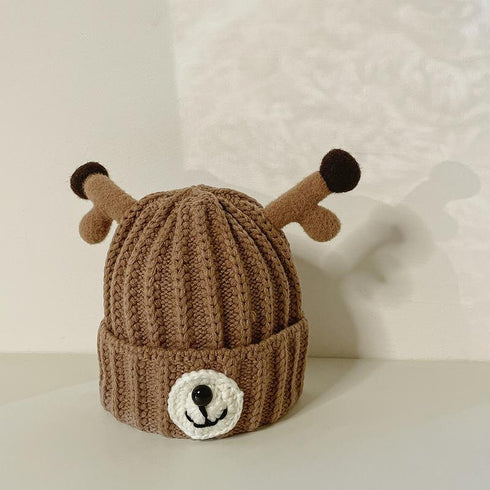 Children's Wool Hat Cute Antler Pullover Hat In Autumn And Winter Circumference 18.9-20.5 inch