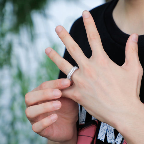 925 silver micro inlaid zircon ring sterling silver jewelry hip hop personality men's ring