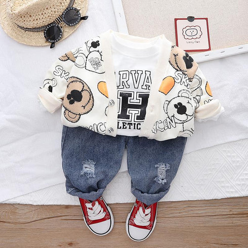 Boy's Spring and Autumn Crewneck Tee Set of Three