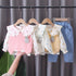Pineapple Lapel Shirt Long Sleeve Suit Baby Girl Casual Sweater Vest Three Piece Set