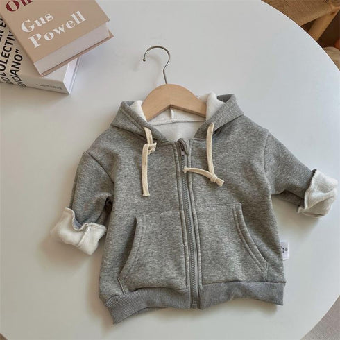 Fall/winter baby hooded sweater casual cardigan jacket zipper shirt