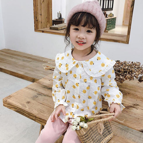 Korean children's shirt spring and autumn long sleeve white jacket