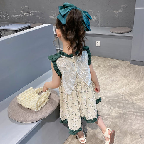 2022 Summer New Girls Little Floral Dress Butterfly Wing Dress