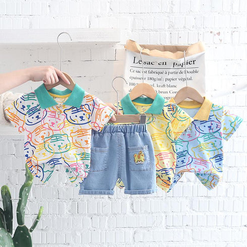 Cute Tiger Polo Two Piece Set