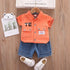 Children's Letter Pocket Shirt Jeans Set