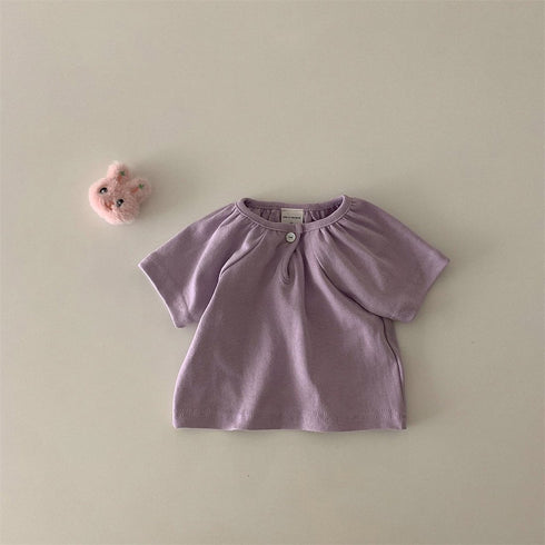 Flying Sleeve T-shirt Summer Thin Cotton T-shirt Baby Solid Top