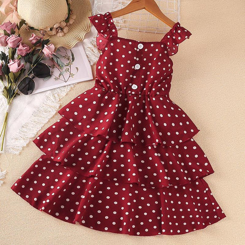Girls' Polka Dot Suspender Dress