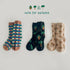 Baby spring and autumn bear plaid baby socks combed cotton socks