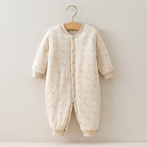 Autumn and winter cotton three-layer warm baby down cotton jumpsuit