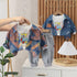 Boys suit solid color sports pants long sleeve casual T-shirt lapel denim jacket children's jacket