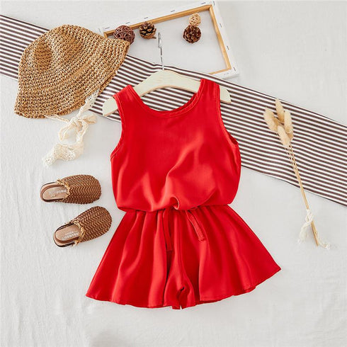 Girls Summer Vest Shorts Casual Suit