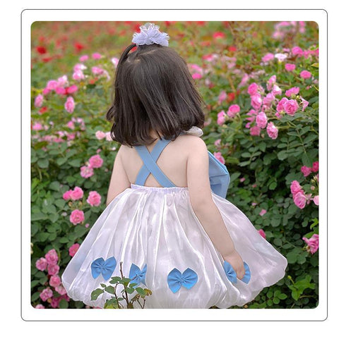 Girl's Bow Strap Dress Summer Girl's Summer Dress Paggy Princess Dress