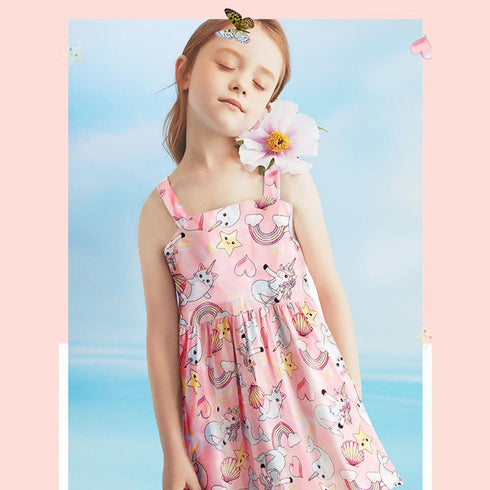 Summer New Girls Suspender European And American Dress Fashion Printing Foreign Style Girl Princess Dress