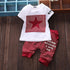 Boys' Summer Five-pointed Star Plaid Sports Set
