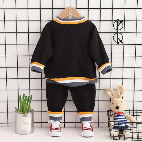 Spring and Autumn Boys Long Sleeve Casual Pants Two-Piece Set
