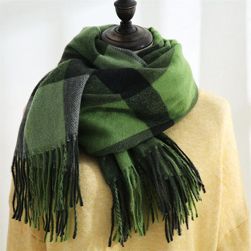 Fashion Plaid Scarf Sweet Cashmere Scarf Thickened Warm Shawl