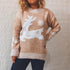 New Year Christmas Sweater Fawn Snowflake Crewneck Knit Pullover
