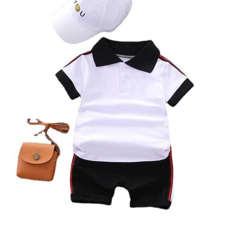 Summer boys solid color short sleeve suit
