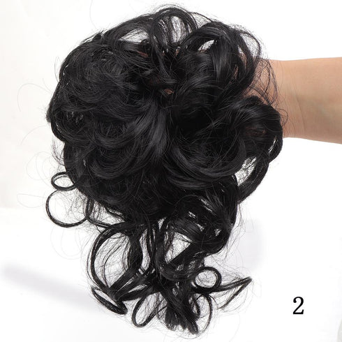 Synthetic bun wig fluffy hair ring ball head