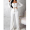 Long Sleeve Crop Top with Buttons Outfit (2pc)