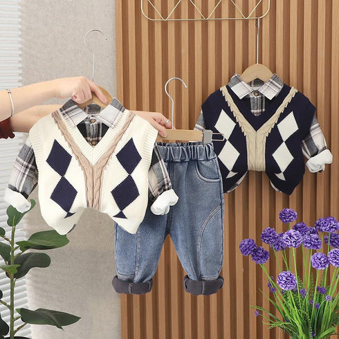 Autumn and winter boys' shirt set of three